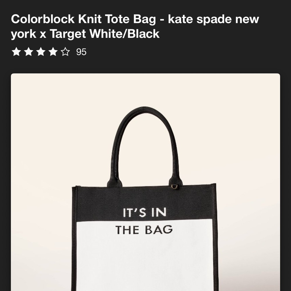 NWT Colorblock Knot Tote Bag - Kate Spade Target New York x White/Black Tote Bag